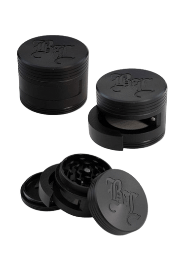 Black Leaf Door Aluminium Grinder 3-tlg. mit Tür, Schwarz