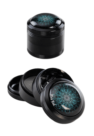 Black Leaf Mandala Alu-Grinder 4-tlg., Schwarz