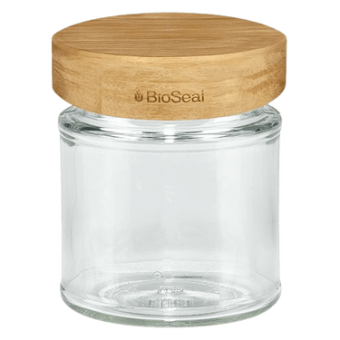 Glastiegel klar mit Holzdeckel 154ml