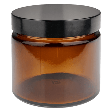 Glastiegel braun mit schwarzem Bakelit Deckel, 260ml