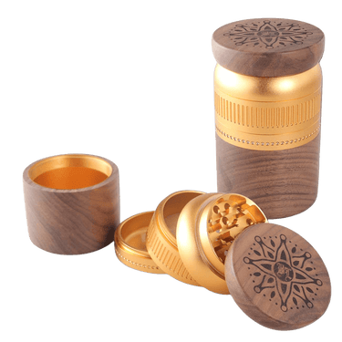 Black Leaf Alu/Walnuss Grinder 5-tlg. Gold