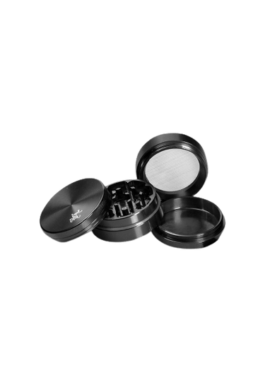 Black Leaf Aluminium-Grinder 4-tlg., Schwarz